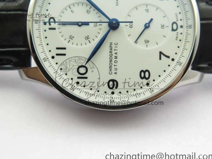 MIROTIME 0325 WeatherProof Portugieser Chronograph Edition “150 Years” IW371602 ZF 1:1 Best Edition White Dial on Black Leather Strap A7750 (Slim Movement) 7120